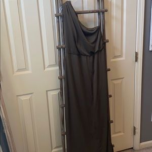 Army green one shoulder dress